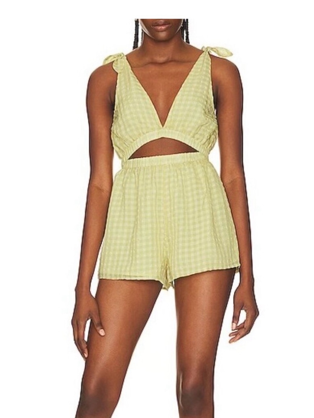 NWT Revolve Tularosa Briony
Yellow Checkered Cutout Romper